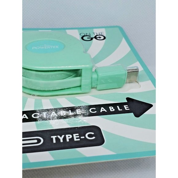 Liquipel Powertek On The Go Fast Charge Mint Type C 3ft Retractable Phone Cord - Picture 5 of 12